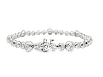 4.59CT Diamond Bezel Bracelet 14k White Gold