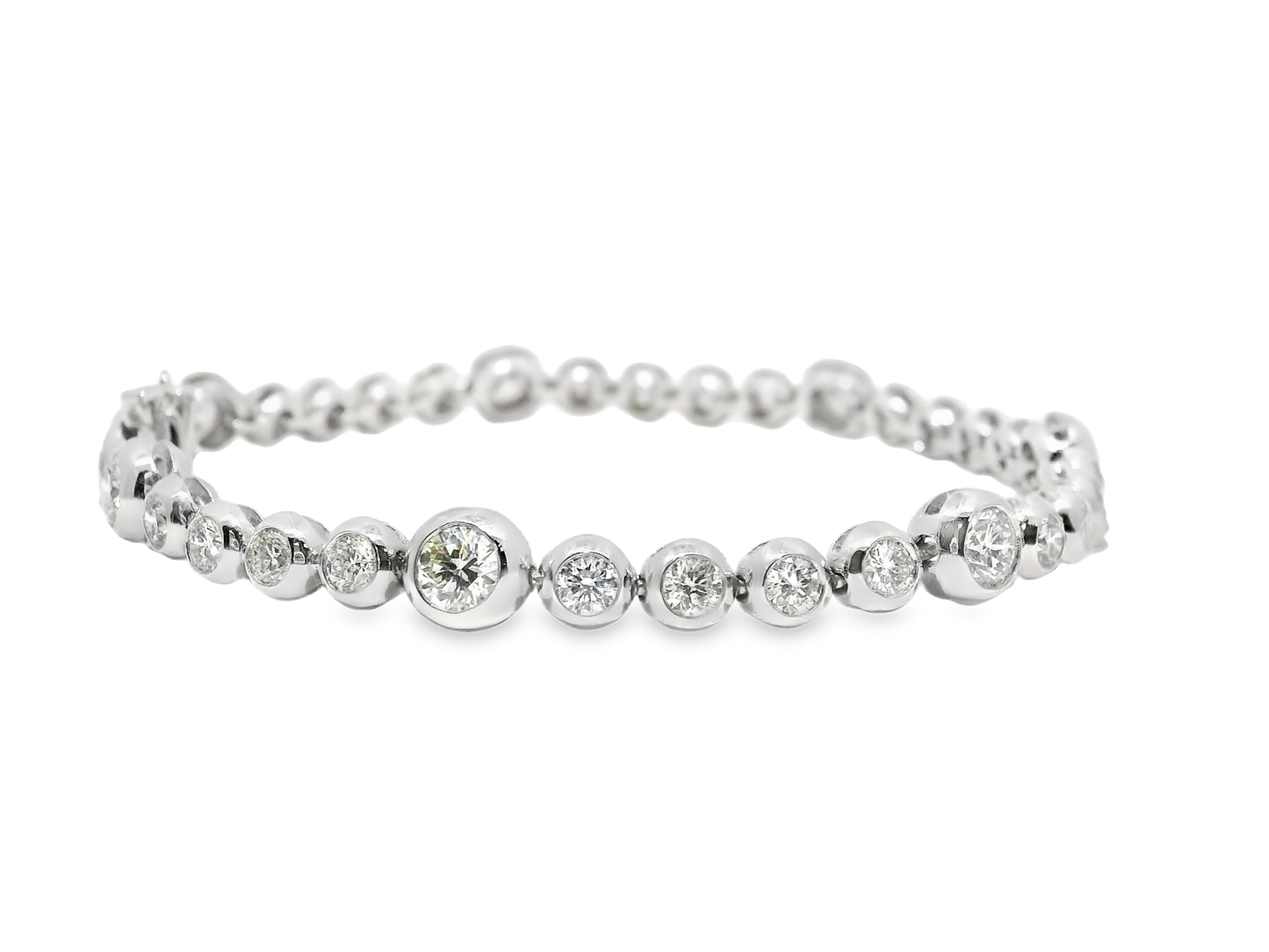 4.59CT Diamond Bezel Bracelet 14k White Gold