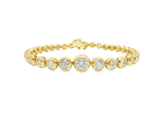 4.25CT Diamond Bezel Bracelet 14k Yellow Gold