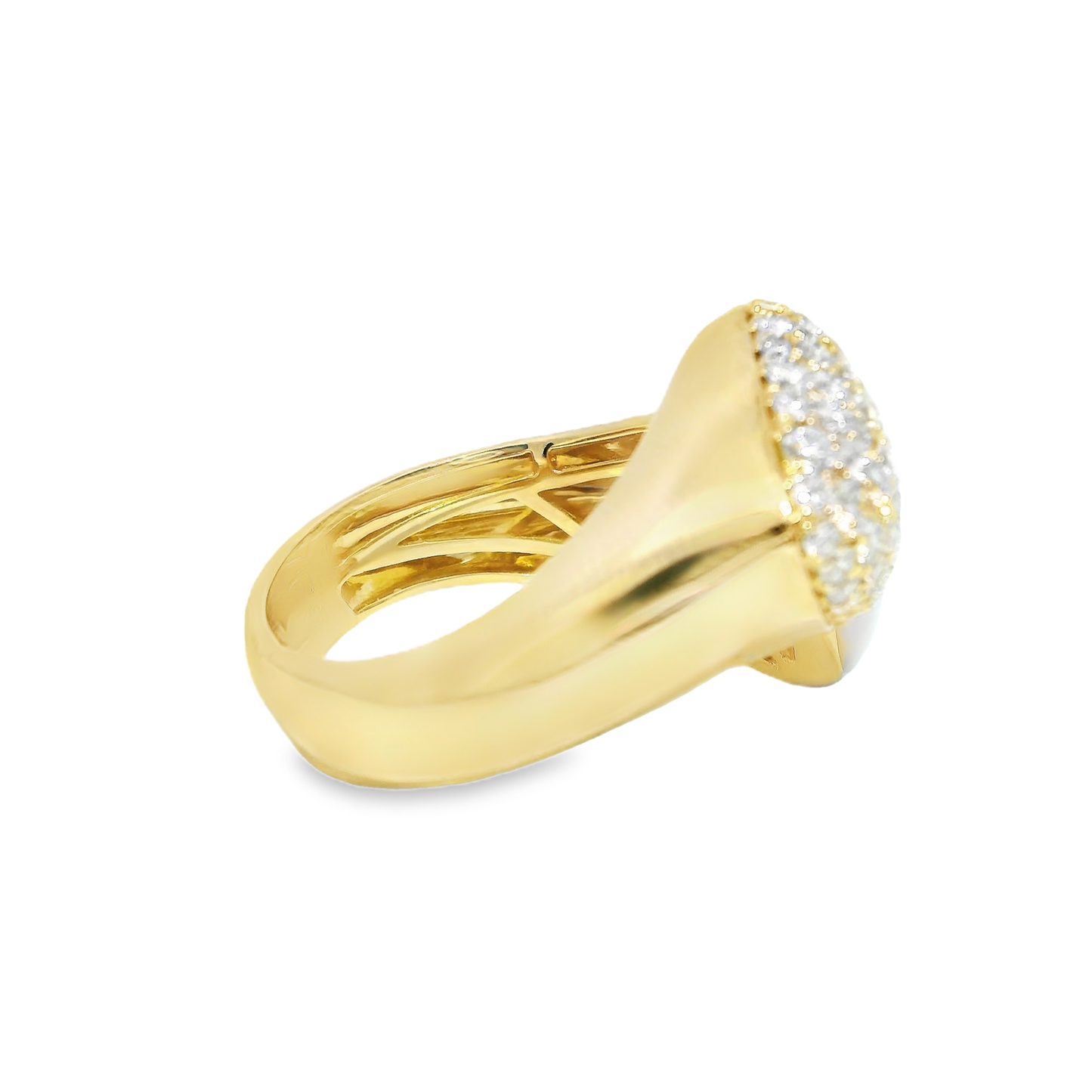 0.99CT Diamond Ring with White Agate 14k Yellow Gold