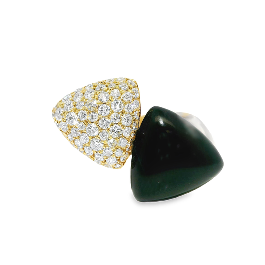 0.99ct Diamond Ring with Black Onyx 14k Yellow Gold