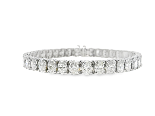 15.12CT Oval Lab Diamond Bracelet 14k White Gold