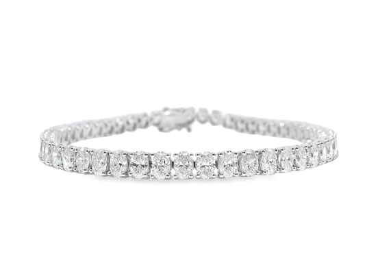 8.81CT Oval Lab Diamond Bracelet 14k White Gold