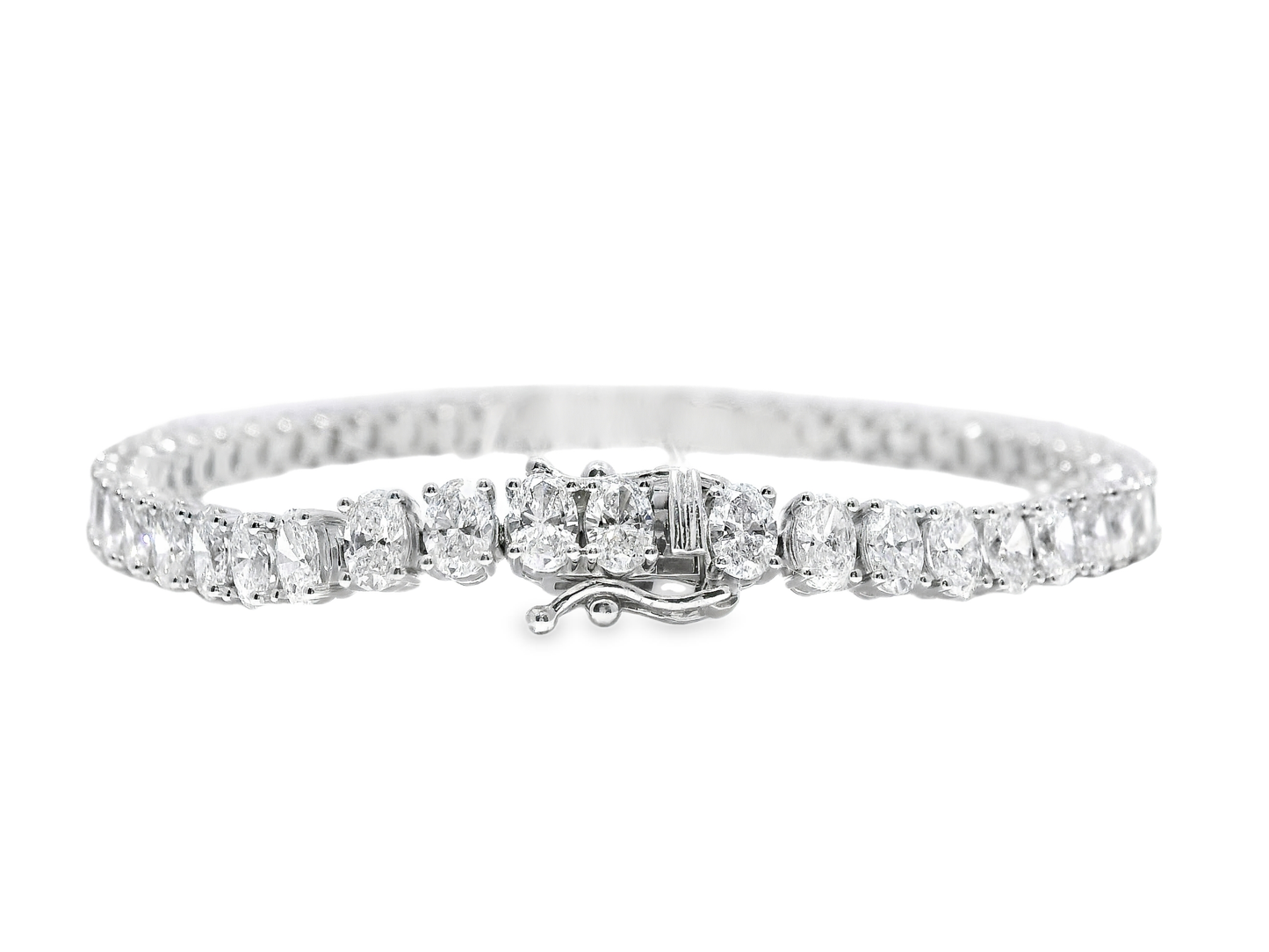 8.81CT Oval Lab Diamond Bracelet 14k White Gold