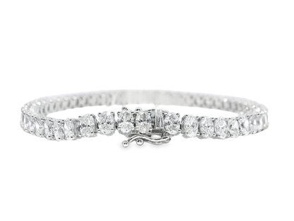8.81CT Oval Lab Diamond Bracelet 14k White Gold