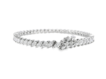 4.47CT Marquise Lab Diamond Bracelet 14k White Gold