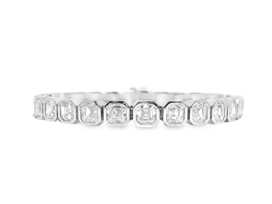 16.79CT Asher Cut Lab Diamond Bracelet 14k White Gold