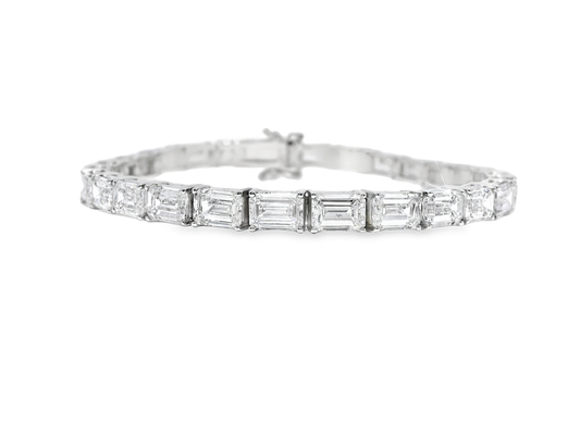 19.19CT Emerald Cut Lab Diamond Bracelet 14k White Gold