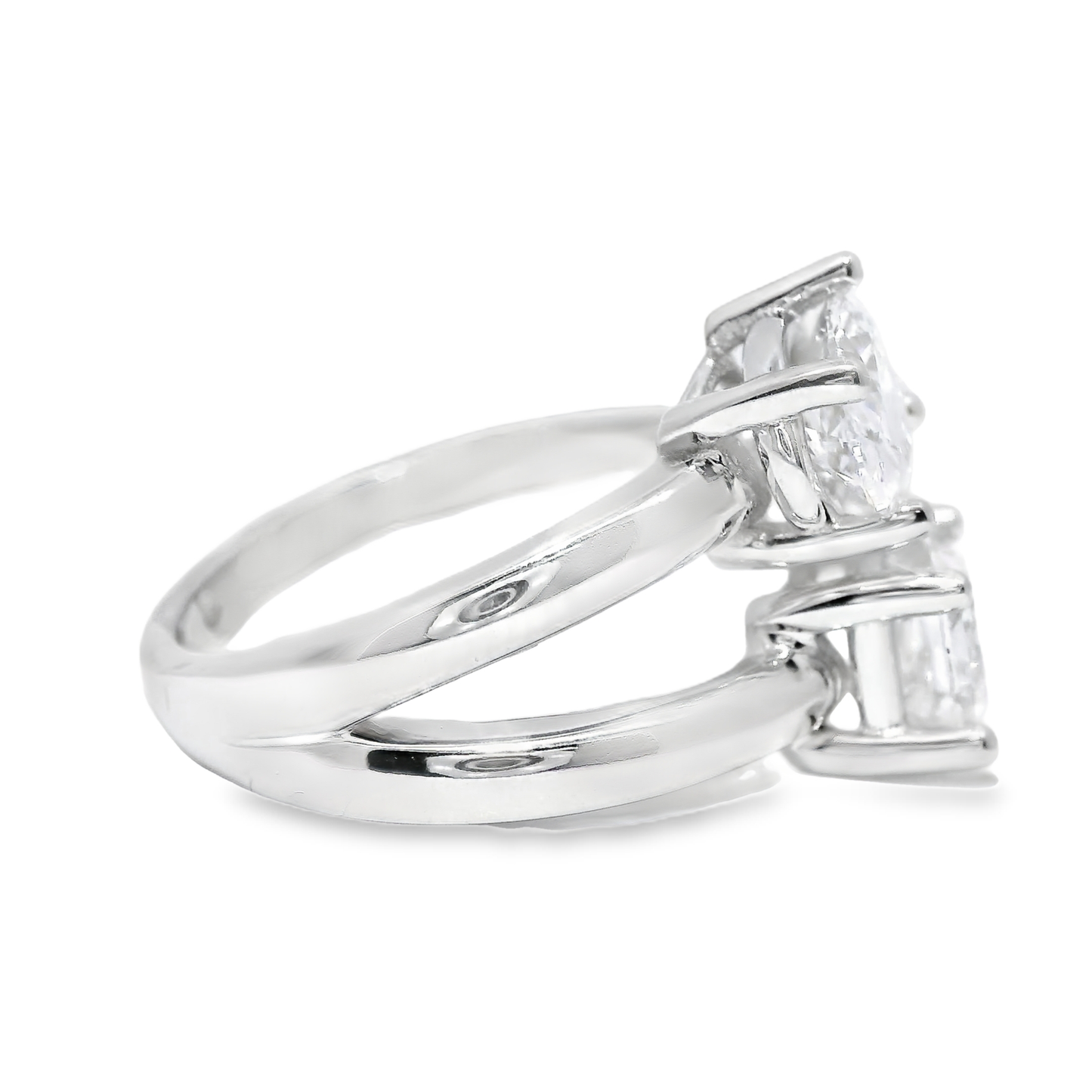 3.38CT Pear Oval & Emerald Cut Lab Diamond Ring 14k White Gold