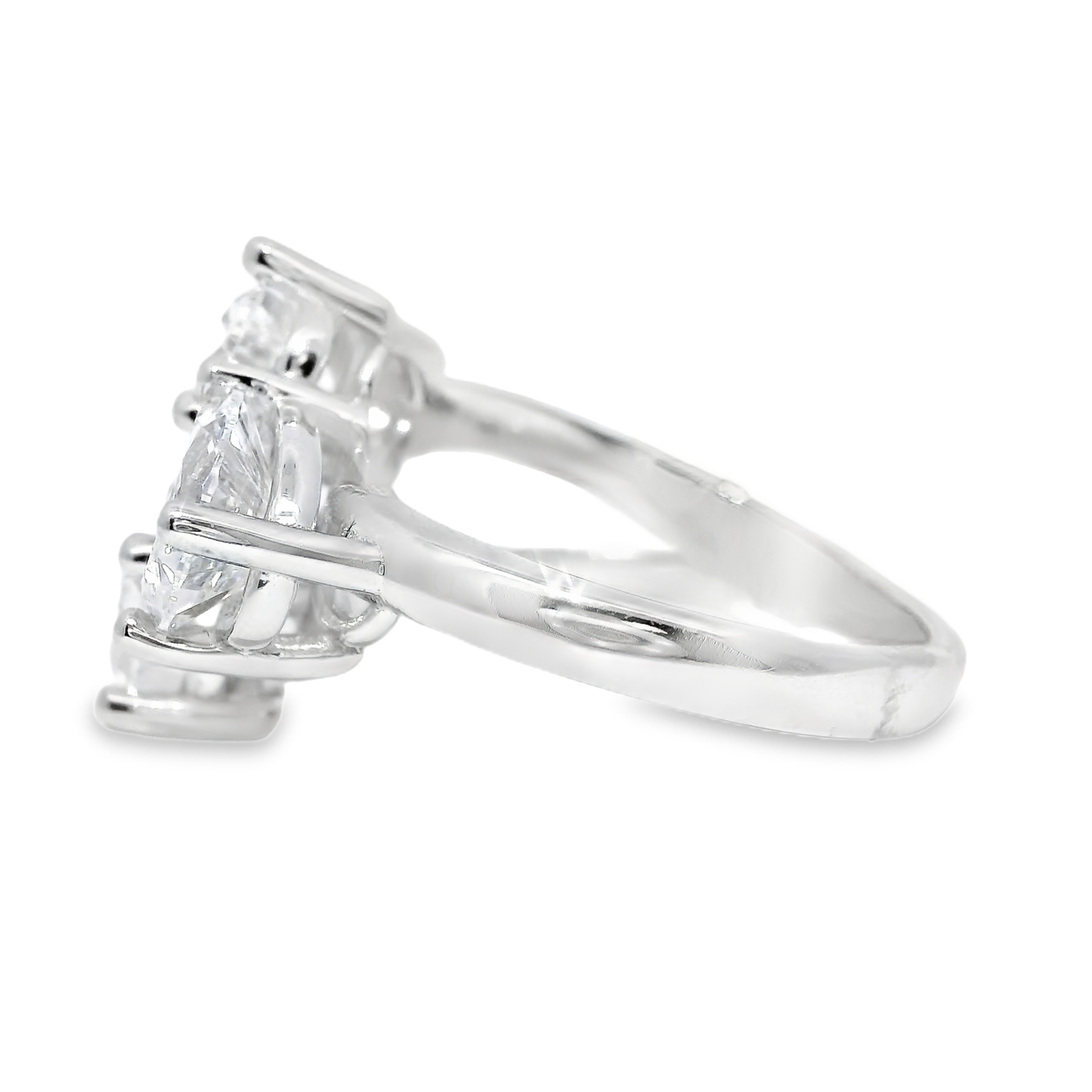 3.38CT Pear Oval & Emerald Cut Lab Diamond Ring 14k White Gold