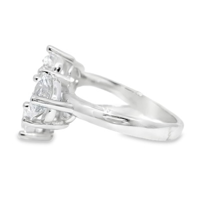 3.38CT Pear Oval & Emerald Cut Lab Diamond Ring 14k White Gold