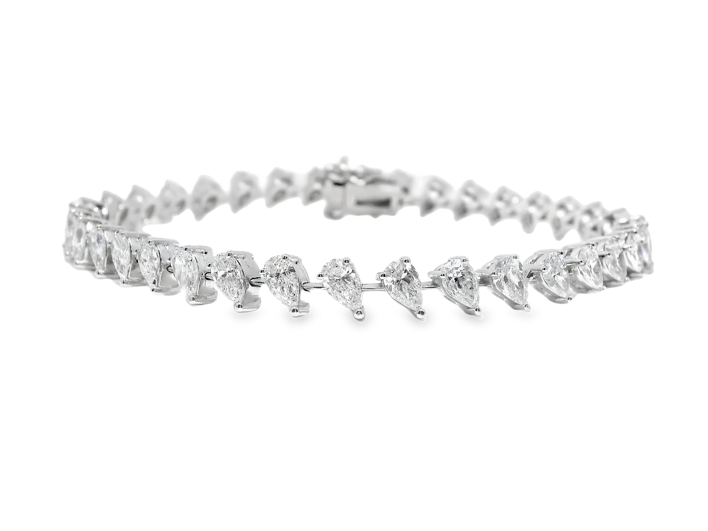 6.47CT Pear Shape Lab Diamond Bracelet 14k White Gold