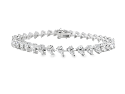 6.47CT Pear Shape Lab Diamond Bracelet 14k White Gold