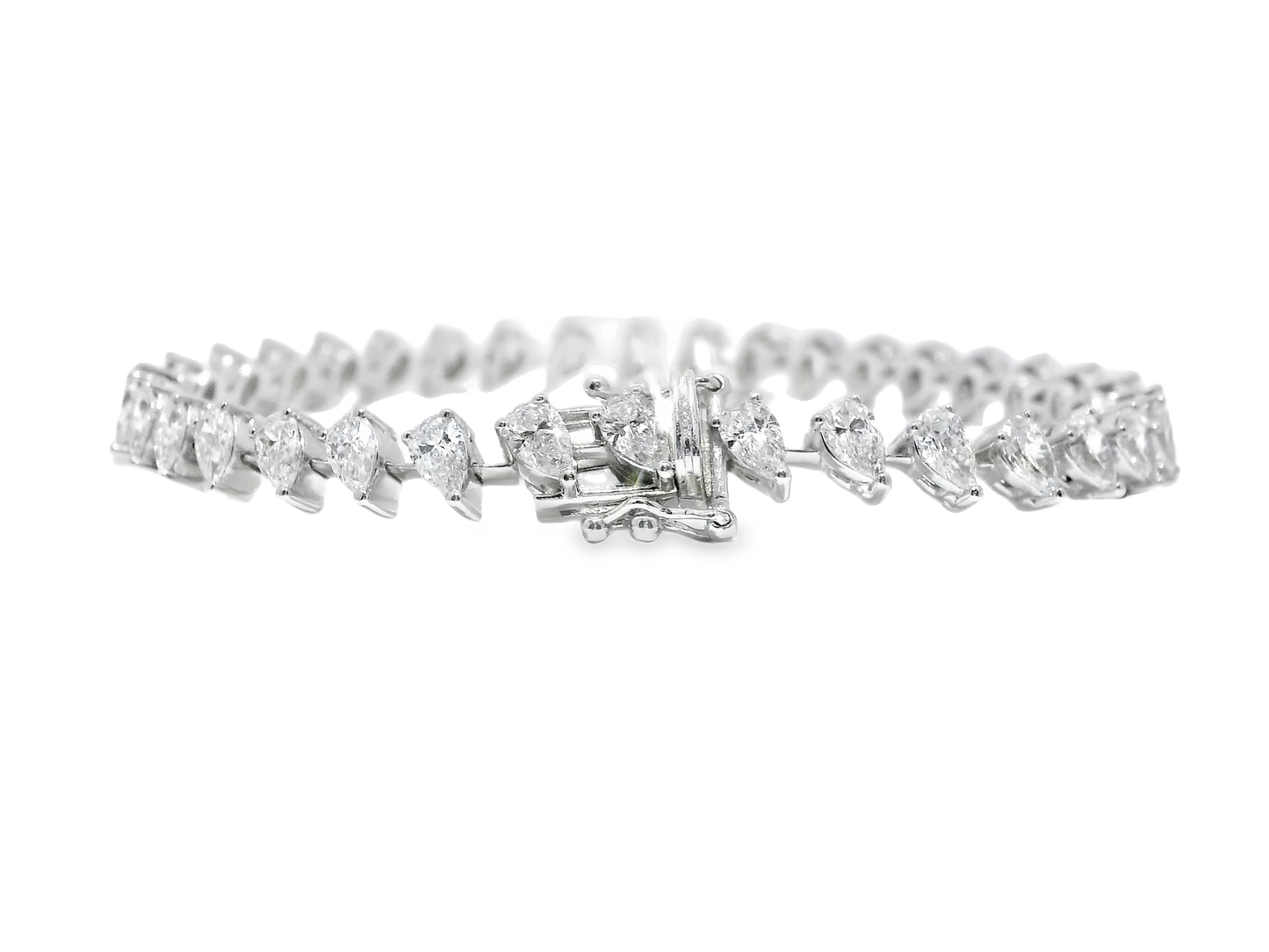 6.47CT Pear Shape Lab Diamond Bracelet 14k White Gold