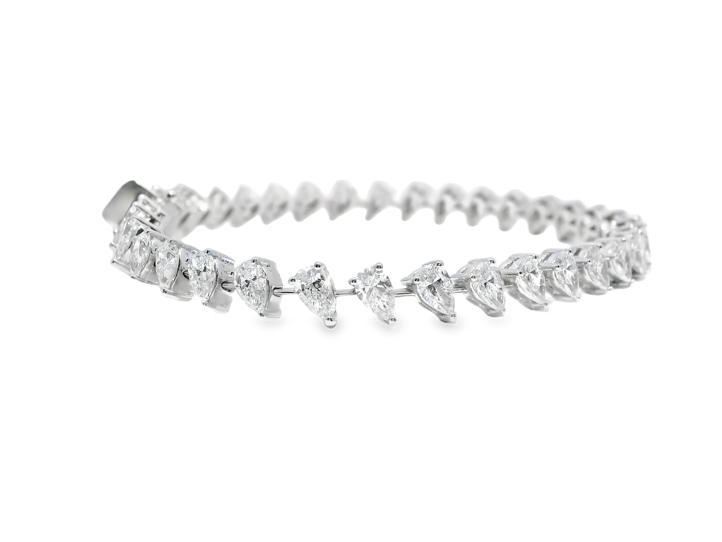 6.47CT Pear Shape Lab Diamond Bracelet 14k White Gold