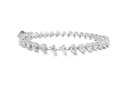 6.47CT Pear Shape Lab Diamond Bracelet 14k White Gold