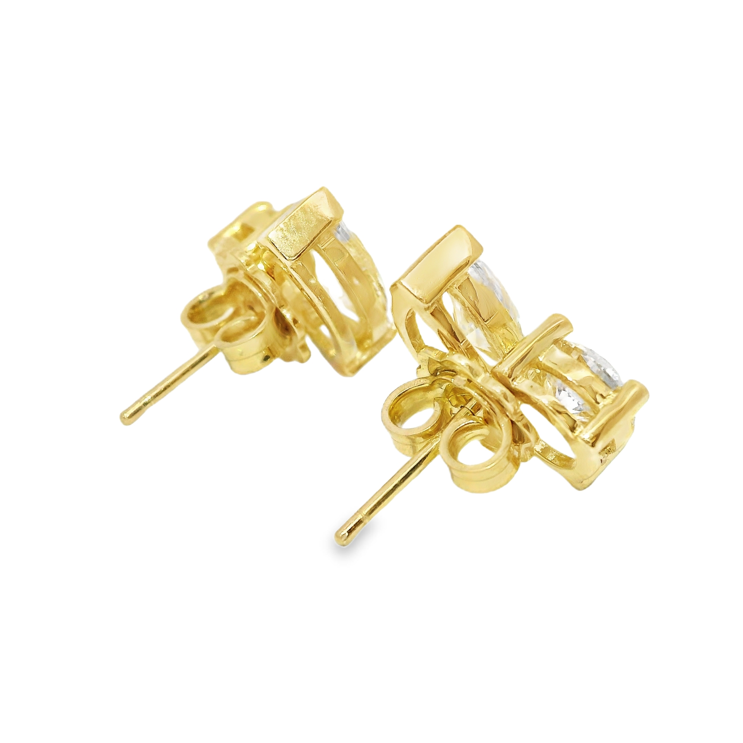 0.65CT Round 1.46CT Marquise Lab Diamond Earring 14k Yellow Gold