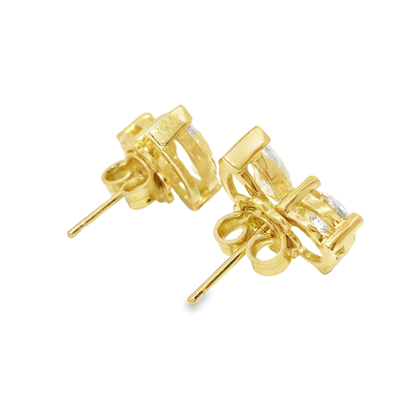 0.65CT Round 1.46CT Marquise Lab Diamond Earring 14k Yellow Gold