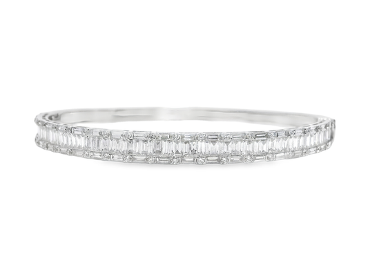 3.17CT Diamond Bangle 18k White Gold