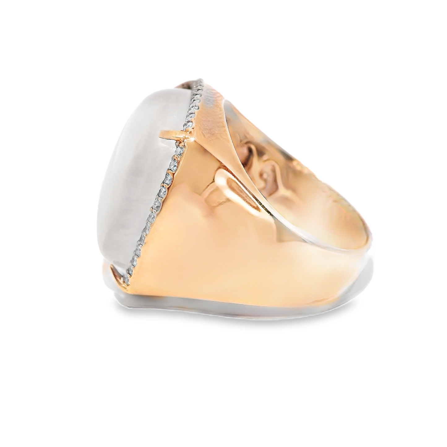 0.36CT Diamond With White MOP Ring 14k Rose Gold