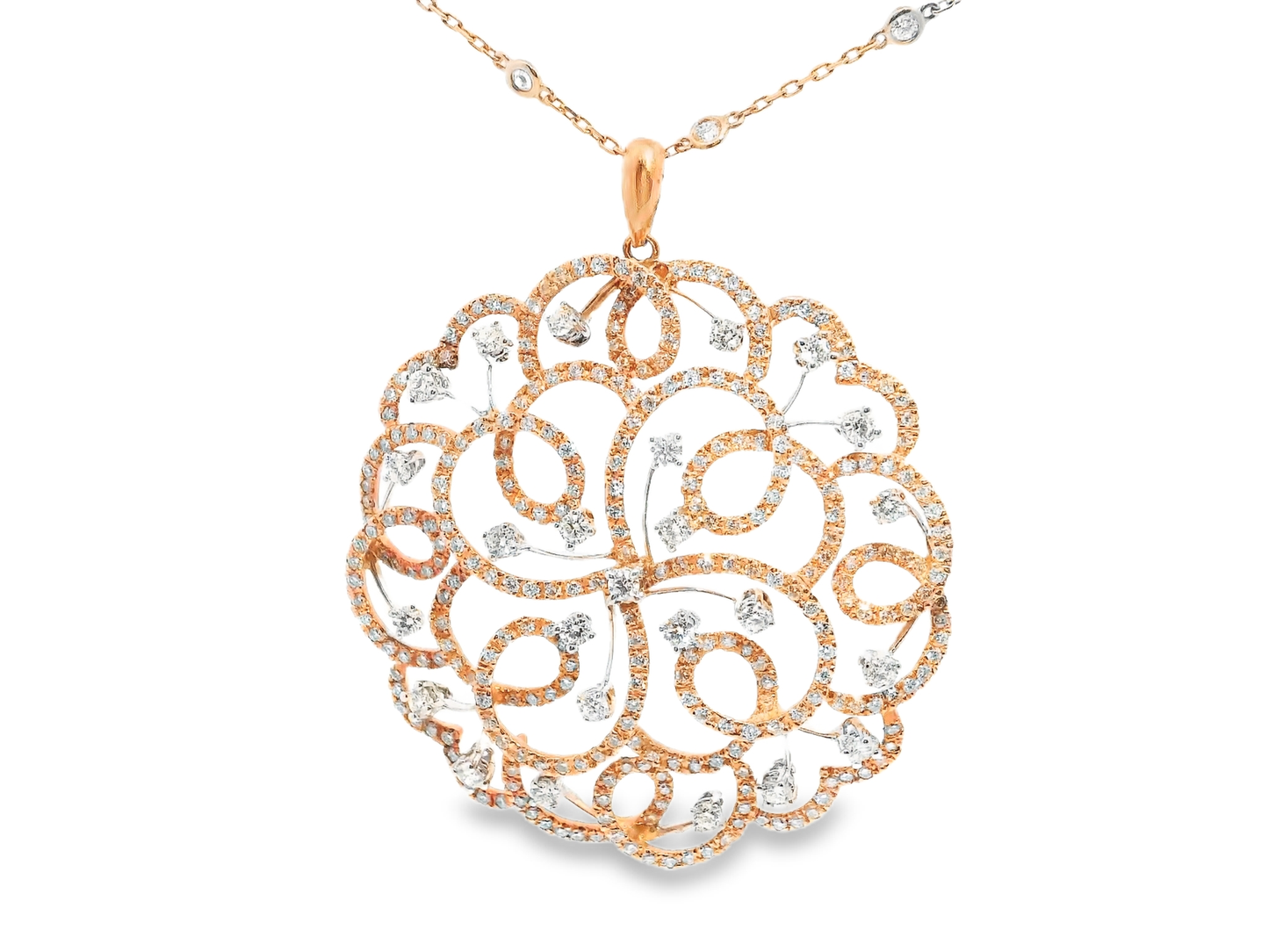 4.35CT Diamond Pendant 14k Rose Gold