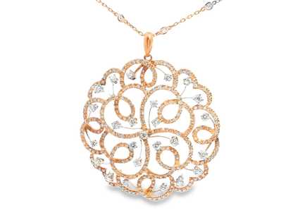 4.35CT Diamond Pendant 14k Rose Gold
