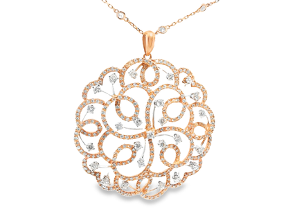 4.35CT Diamond Pendant 14k Rose Gold