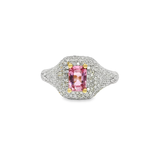 0.75CT Diamond 0.79CT Pink Sapphire Ring 14k Yellow Gold
