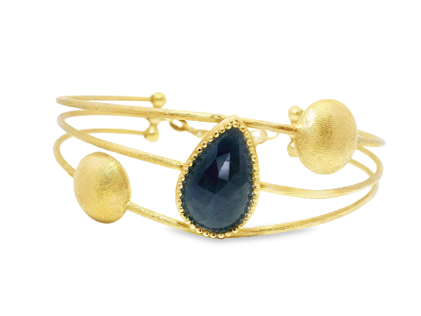 Blue Sapphire Fashion Bangle 14k Yellow Gold