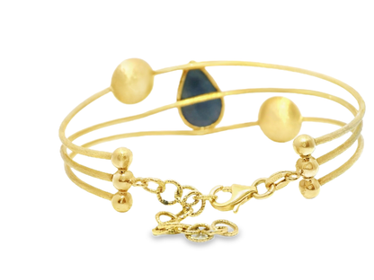 Blue Sapphire Fashion Bangle 14k Yellow Gold
