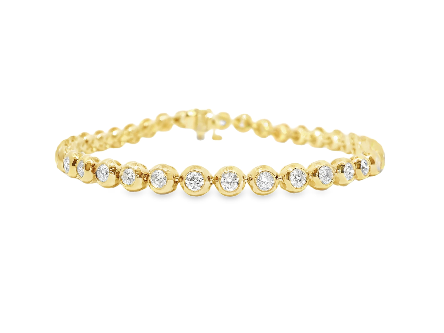 2.98CT Diamond Bezel Bracelet 14k Yellow Gold