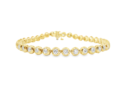 2.98CT Diamond Bezel Bracelet 14k Yellow Gold