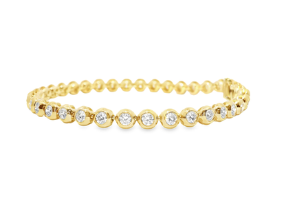 2.98CT Diamond Bezel Bracelet 14k Yellow Gold