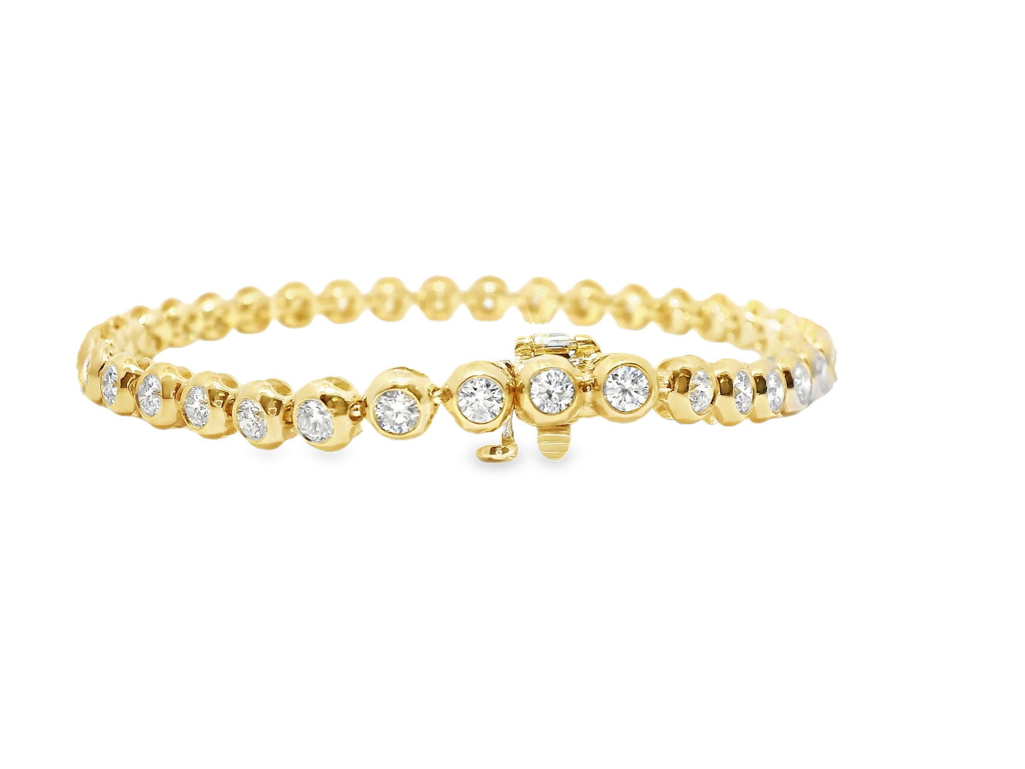 2.98CT Diamond Bezel Bracelet 14k Yellow Gold