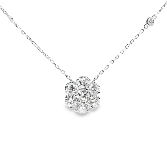 2.35CT Diamond Pendant 14k White Gold