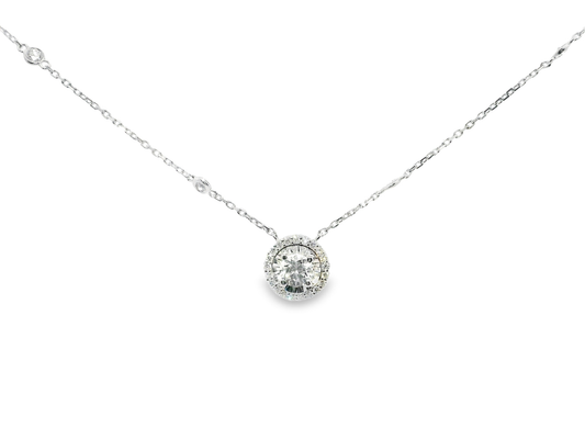 0.19CT Diamond 1.26CT Lab Diamond Pendant 14k White Gold