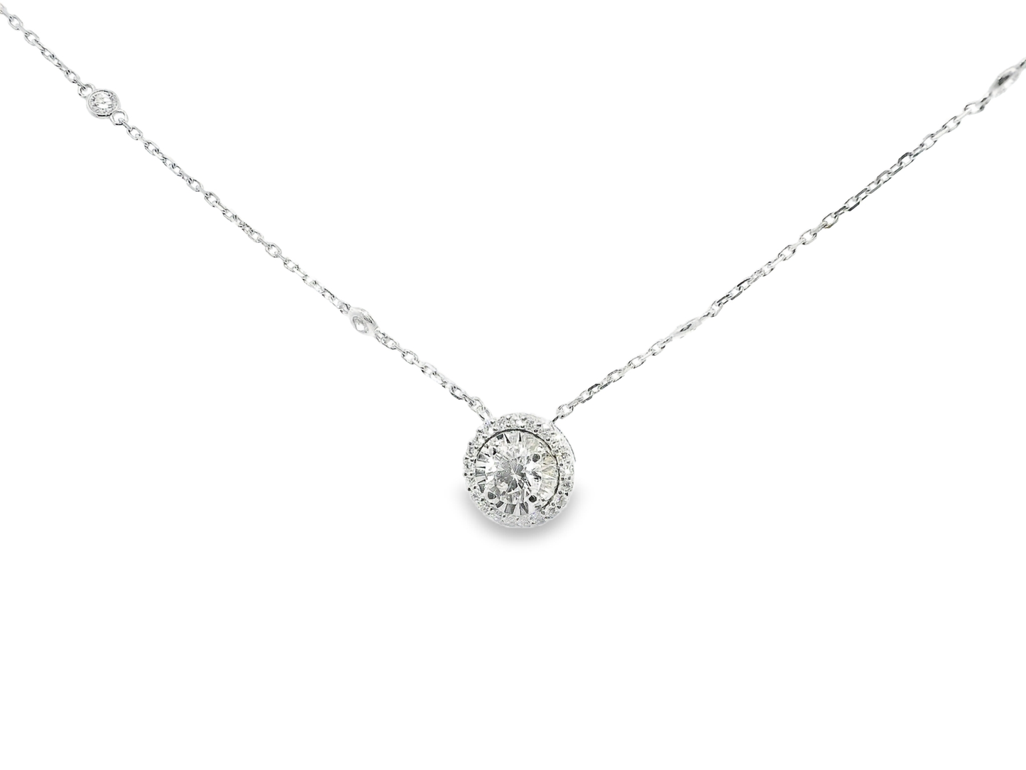 0.19CT Diamond 1.26CT Lab Diamond Pendant 14k White Gold