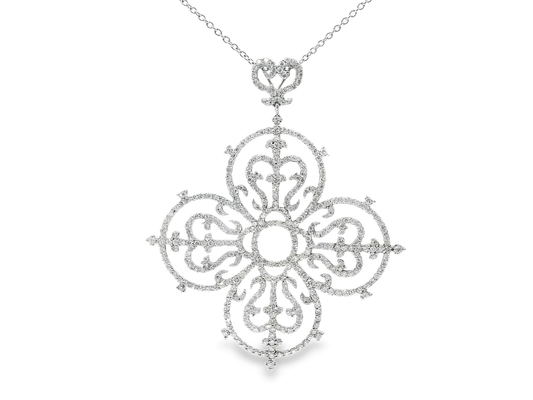 3.00CT Diamond Cross Pendant 14k White Gold