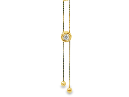 0.42CT Diamond Bezel Zip Pendant 14k Yellow Gold