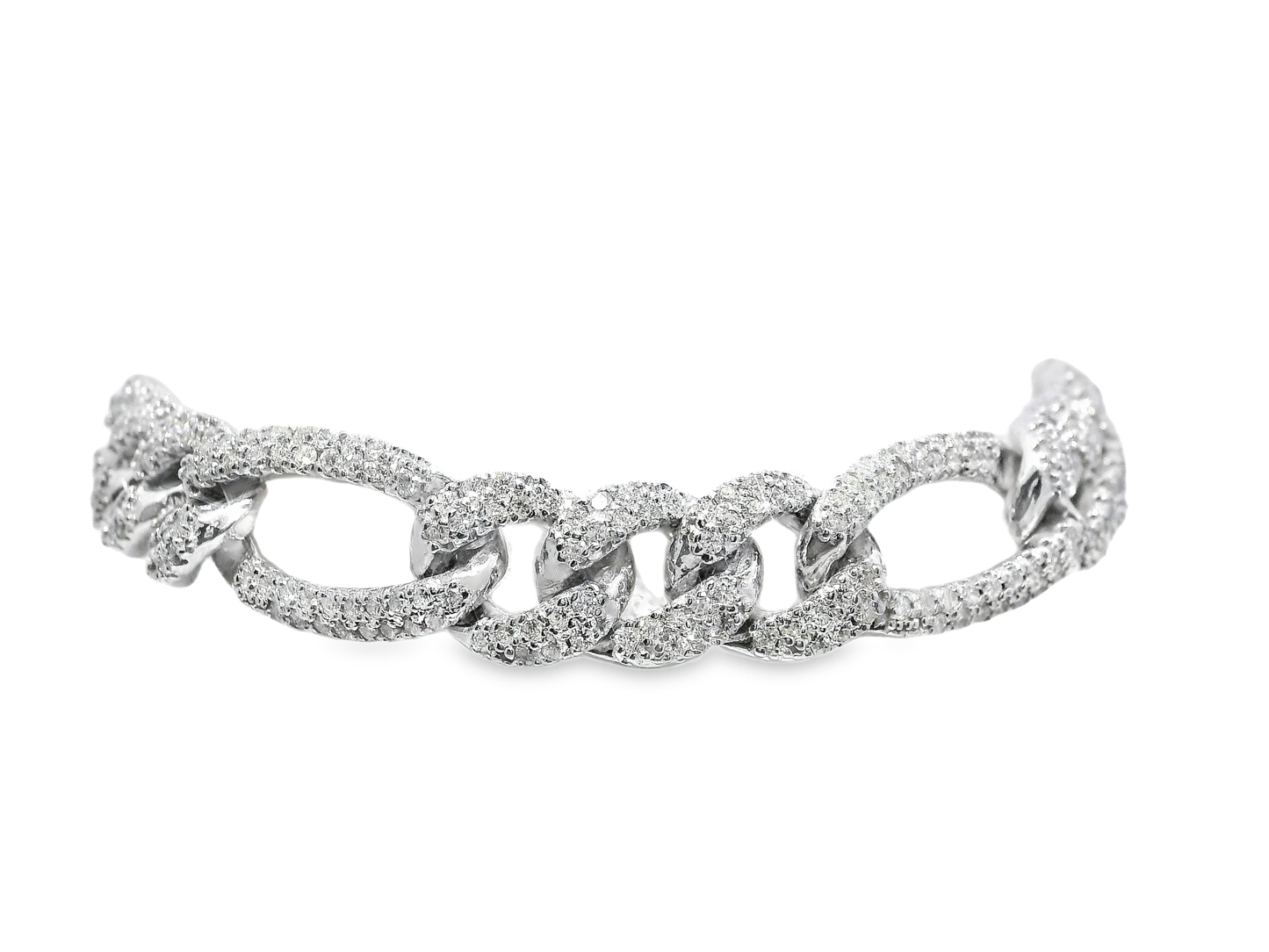 3.69CT Diamond Chain Link Bracelet 14k White Gold