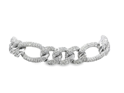 3.69CT Diamond Chain Link Bracelet 14k White Gold