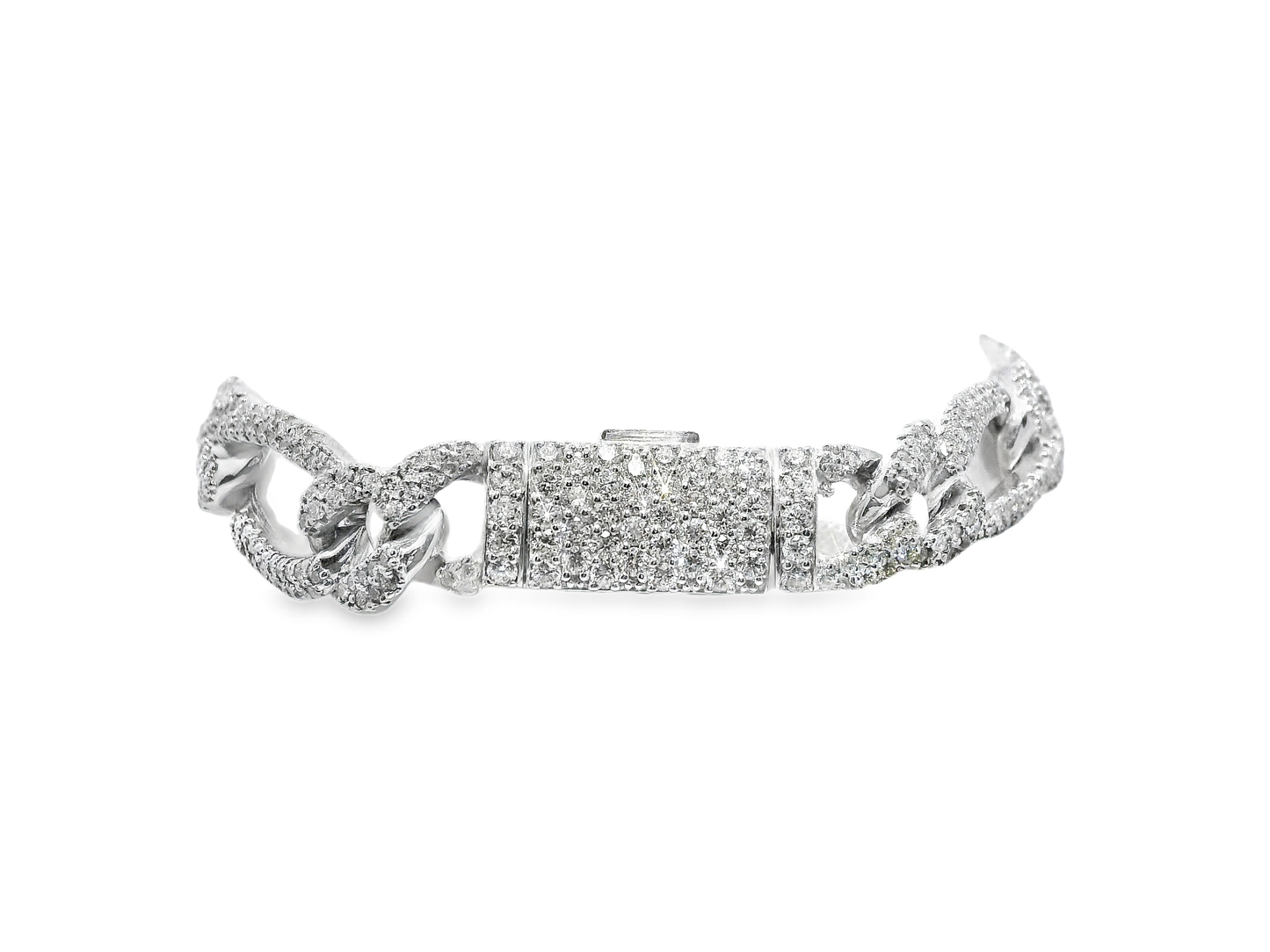 3.69CT Diamond Chain Link Bracelet 14k White Gold