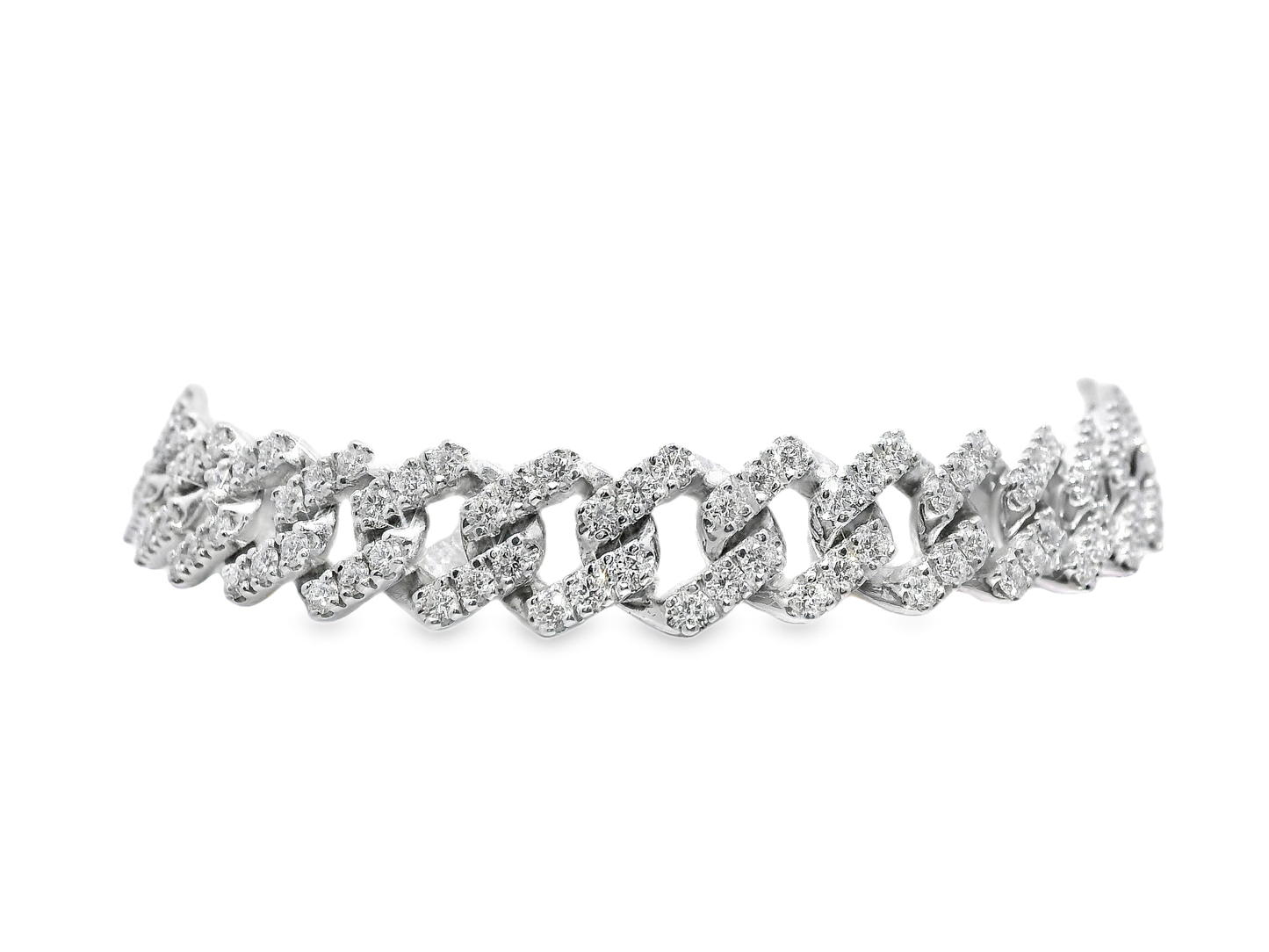 4.15CT Diamond Chain Link Bracelet 18k White Gold