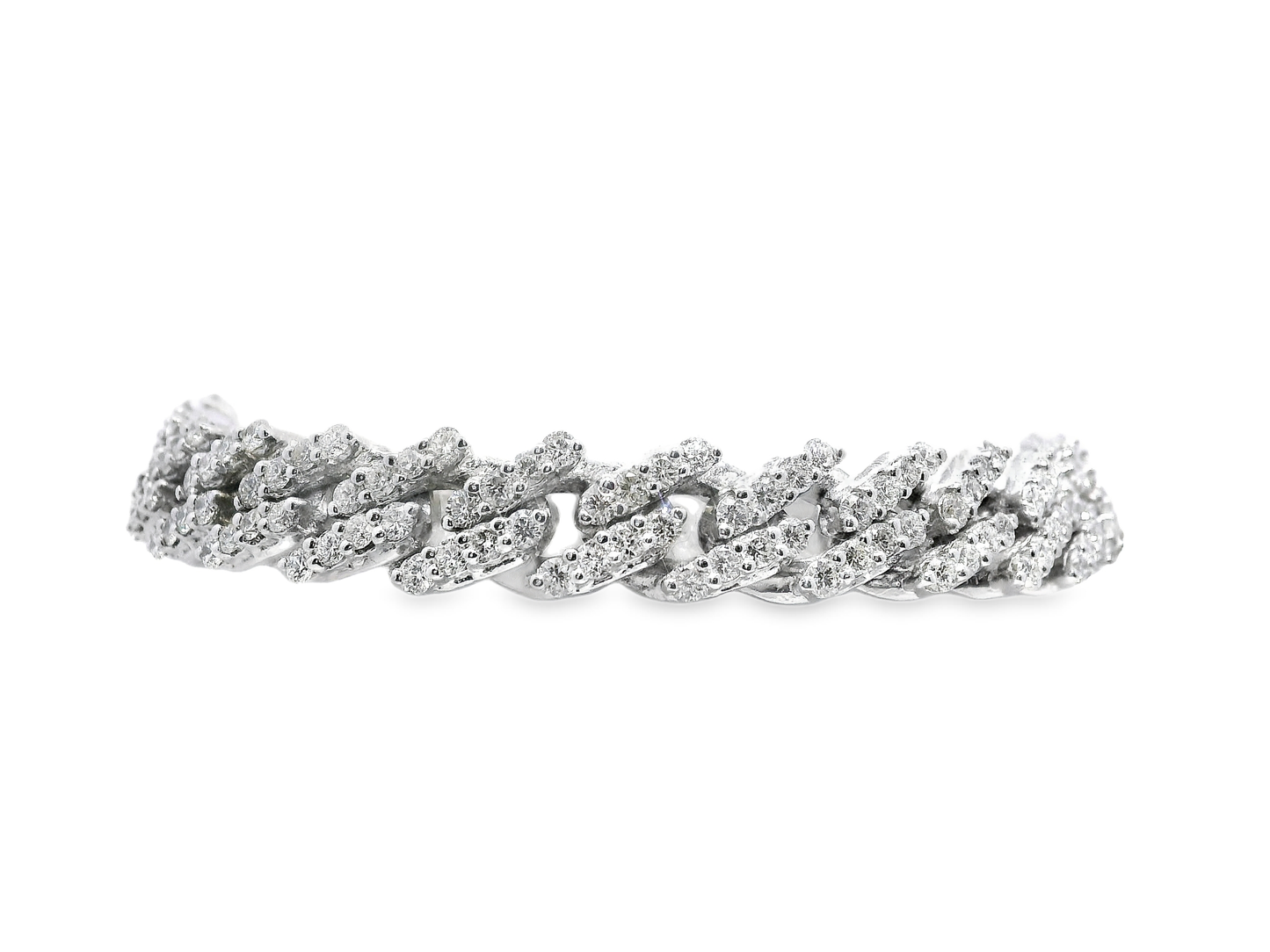 7.10CT Diamond Chain Link Bracelet 14k White Gold