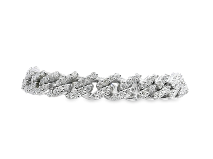 7.10CT Diamond Chain Link Bracelet 14k White Gold