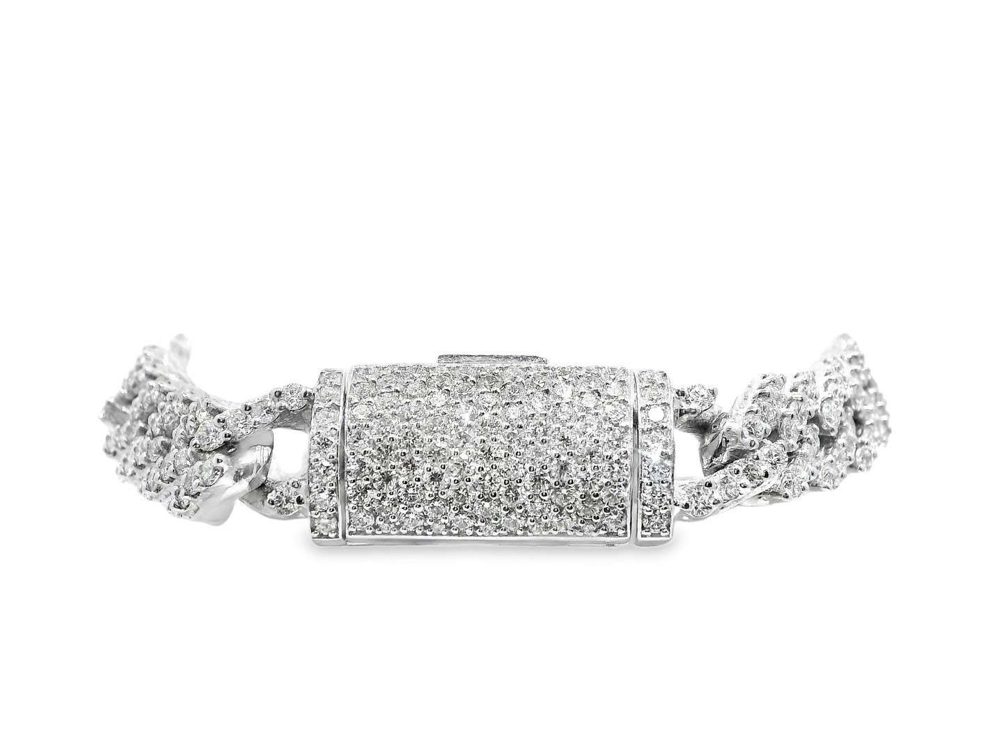 7.10CT Diamond Chain Link Bracelet 14k White Gold