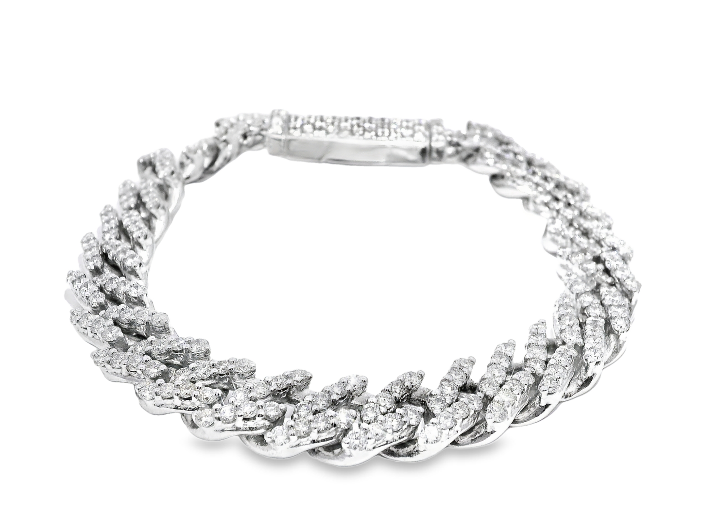 7.10CT Diamond Chain Link Bracelet 14k White Gold
