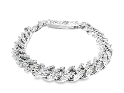 7.10CT Diamond Chain Link Bracelet 14k White Gold