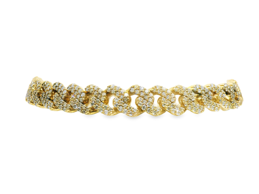 4.02CT Diamond Chain Link Bracelet 14k Yellow Gold