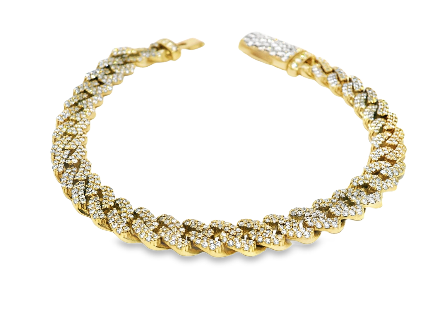 4.02CT Diamond Chain Link Bracelet 14k Yellow Gold